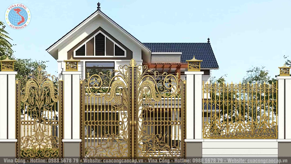 Mẫu cổng hợp kim nhôm đúc Hoa lá tây C38