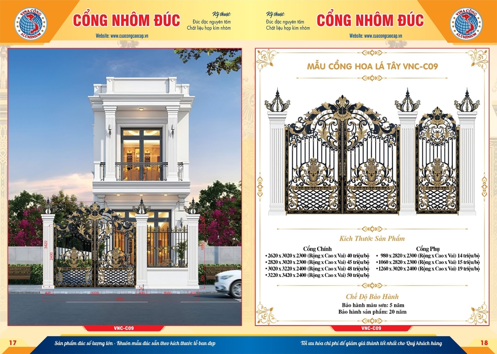 Mẫu cổng Hoa Lá Tây VNC - C09 giá rẻ biên hoà