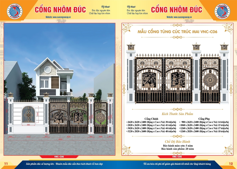 Mẫu cổng Tùng Cúc Trúc Mai VNC - C06 giá rẻ biên hoà