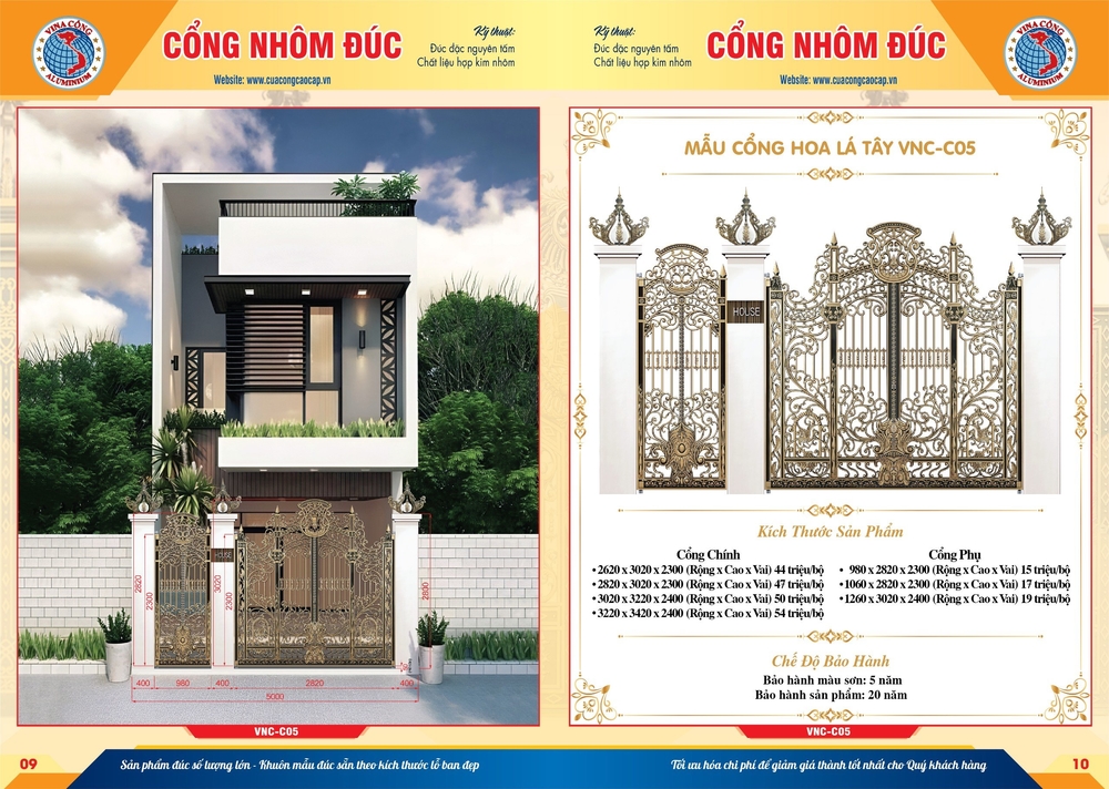 Mẫu cổng Hoa Lá Tây VNC - C05 giá rẻ Biên Hoà