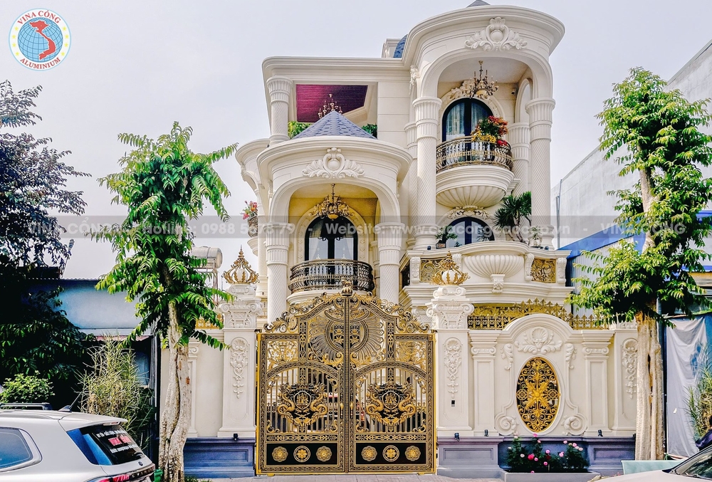 Cổng nhôm đúc biệt thự mẫu Song Long Hội Tụ