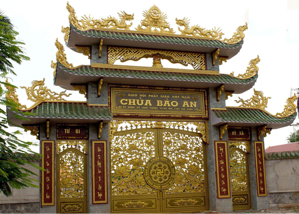 Thiết kế Cổng nhôm đúc nhà chùa