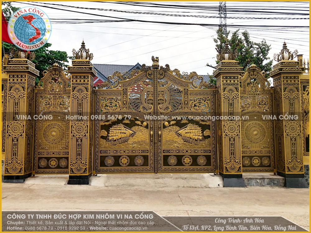 Mẫu cổng nhôm đúc Thuận Buồm Xuôi Gió