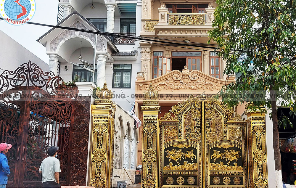 Mẫu cổng nhôm đúc Mã Đáo Thành Công tại Huyện Lộc Ninh