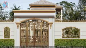 CỔNG NHÔM ĐÚC BỐN CÁNH - HOA LÁ TÂY C40