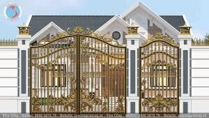 CỔNG NHÔM ĐÚC HOA LÁ TÂY C45