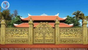 CỔNG NHÔM ĐÚC SONG LONG SEN HẠC C52